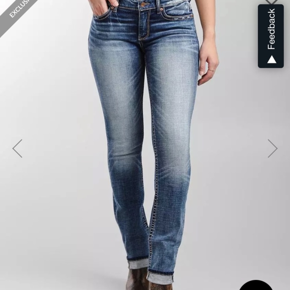 Payton Straight Stretch Cuffed Jean, size 28 LONG. But fits more like a size 30.